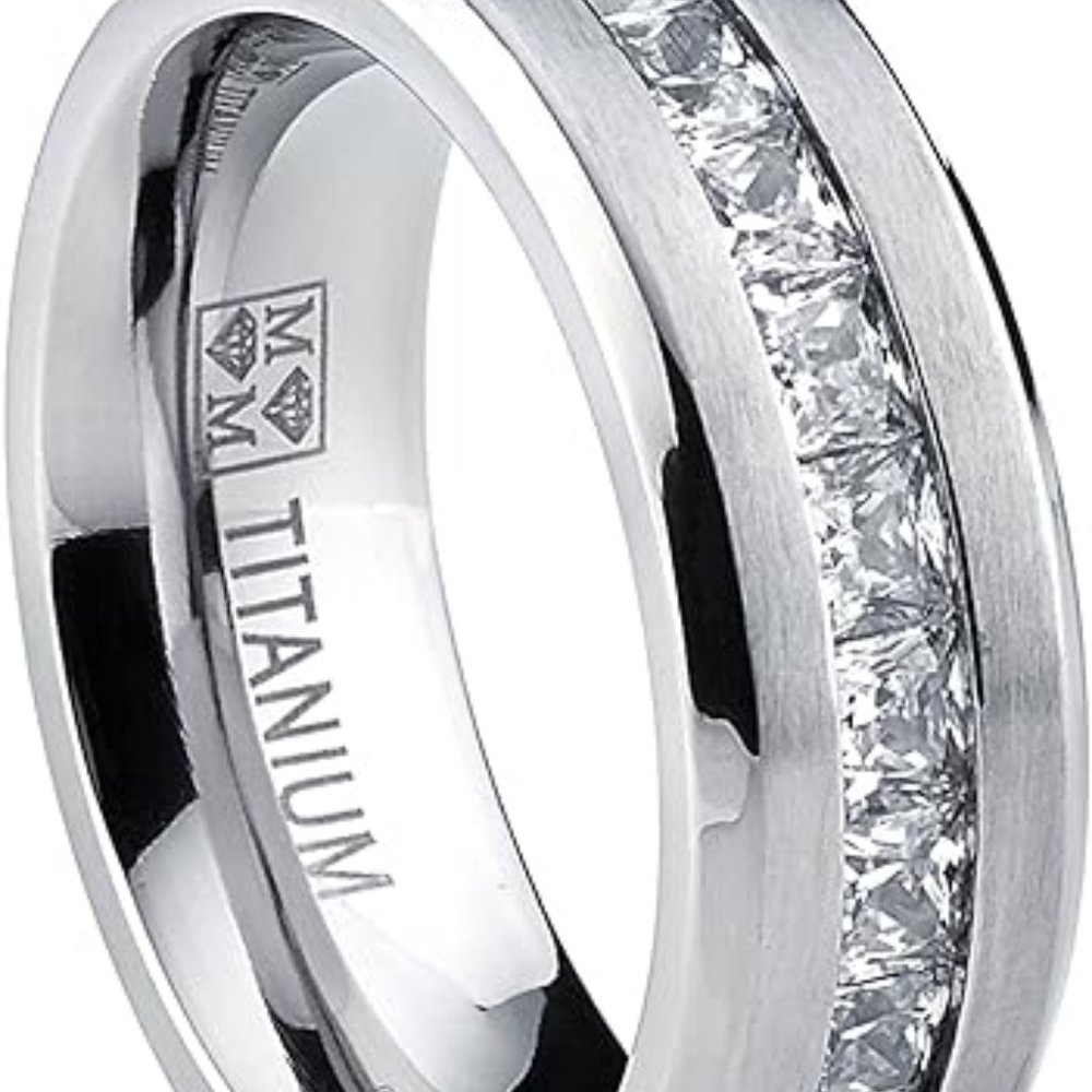 Mens' Wedding Band Engagement Ring Titanium